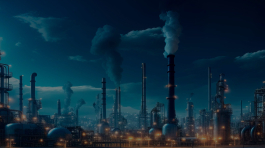 Extensive industrial zone with powerful factories and plants operating at full capacity.
